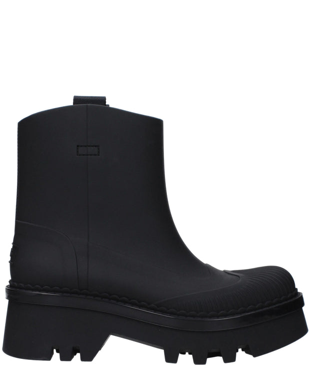 Black Cotton Ankle Boots