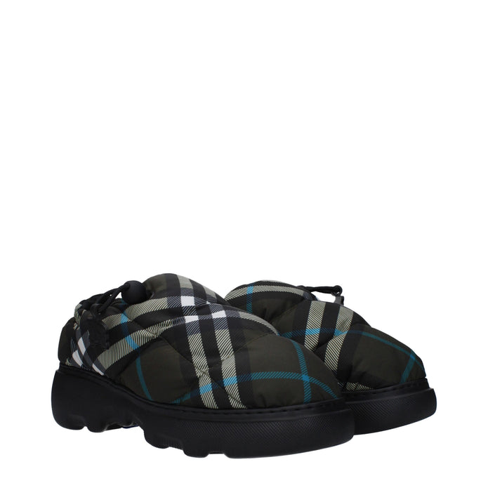 Green Fabric Slip-On Loafers