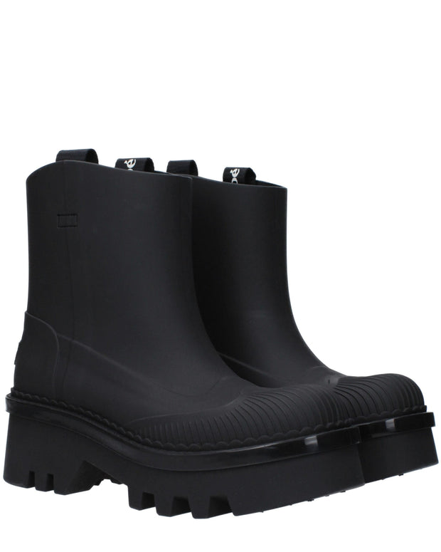 Black Cotton Ankle Boots