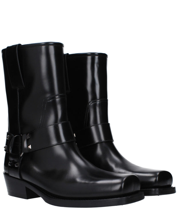 Black Leather Ankle Boots