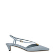 Light Blue Leather Flat Sandals
