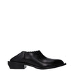 Black Leather Mules
