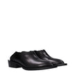 Black Leather Mules