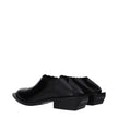 Black Leather Mules