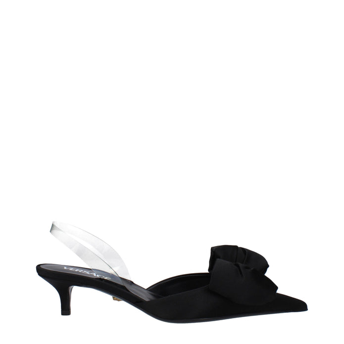 Black Satin Flat Sandals