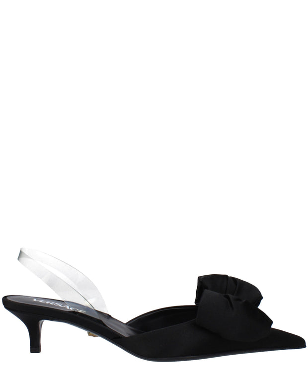 Black Satin Flat Sandals