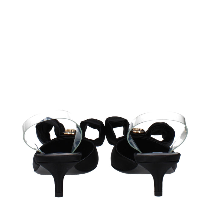 Black Satin Flat Sandals