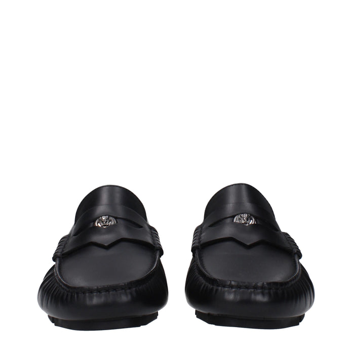 Black Leather Slip-On Loafers