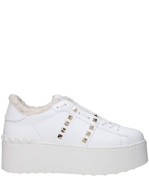 White Leather Platform Sneakers