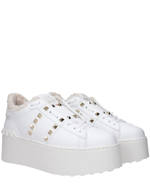 White Leather Platform Sneakers