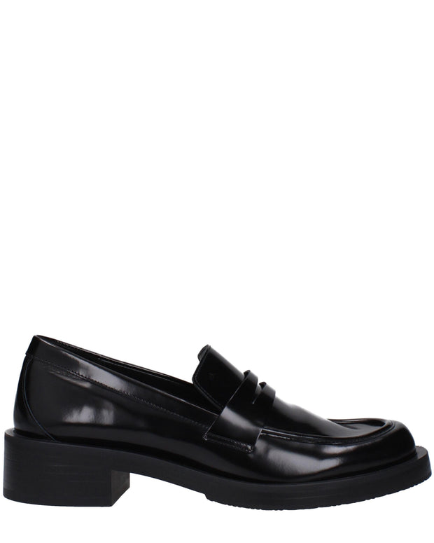 Black Leather Slip-On Loafers