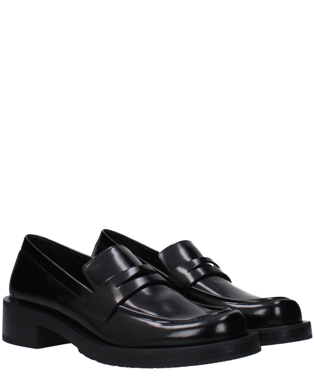 Black Leather Slip-On Loafers