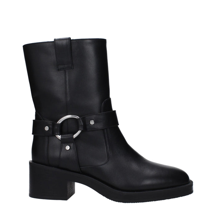 Black Leather Ankle Boots