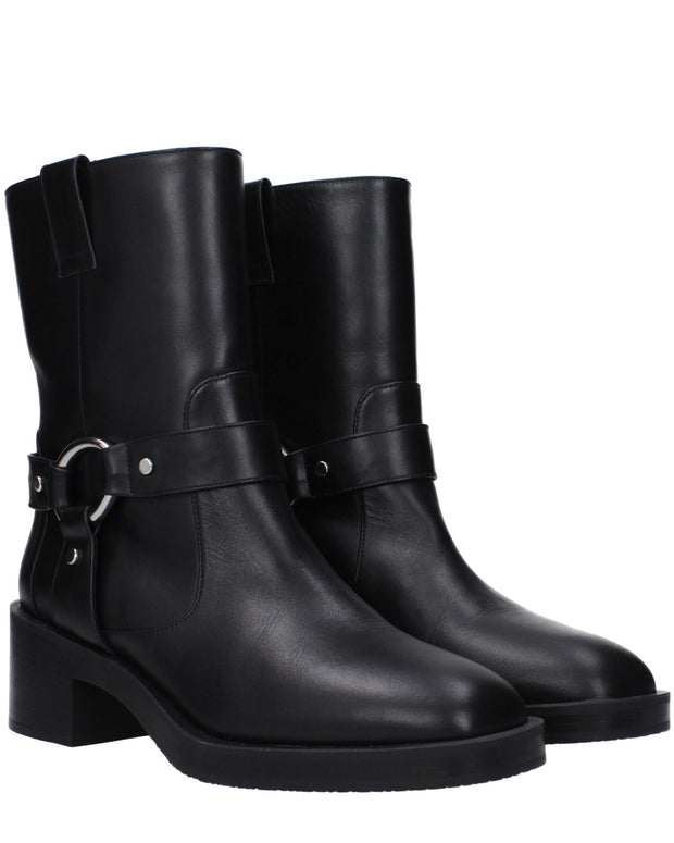 Black Leather Ankle Boots