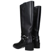 Black Leather High Heel Boots