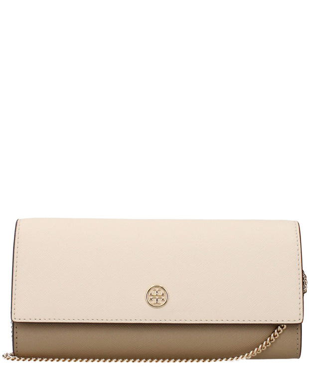 Beige Leather Clutch Bag