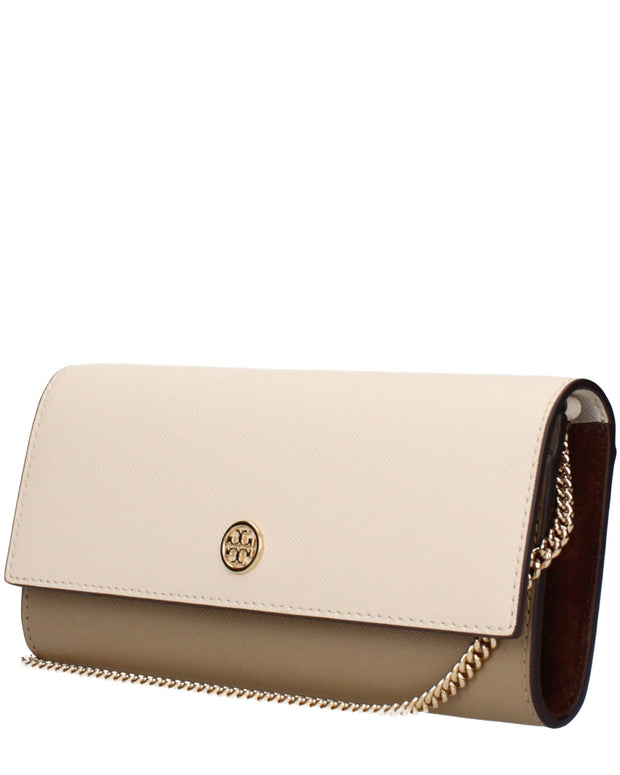 Beige Leather Clutch Bags