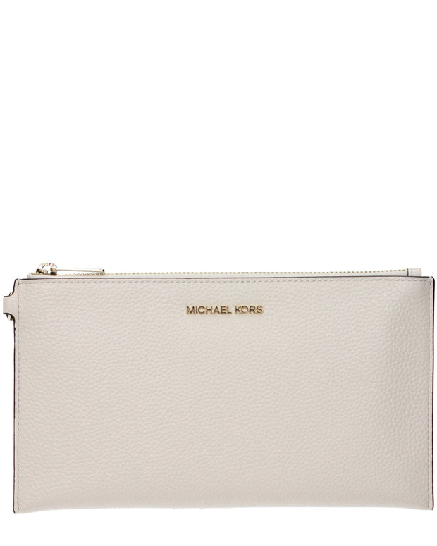 Beige Leather Clutch Bag