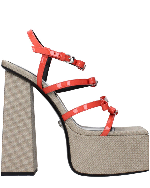 Orange Leather Platform Sandals