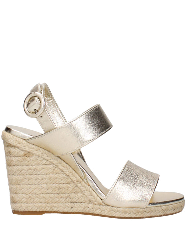 Gold Leather Wedge Sandals