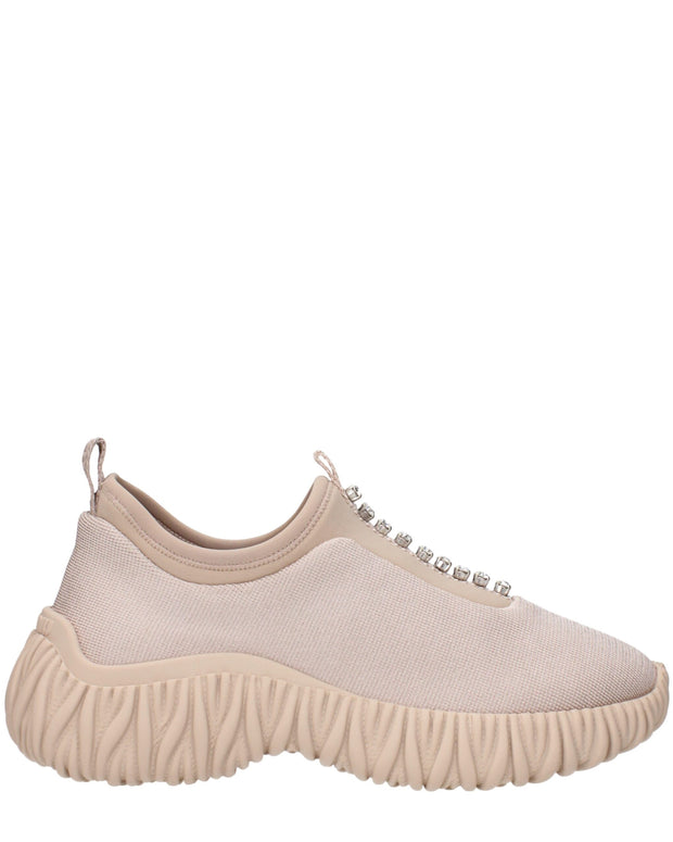 Beige Fabric Sneakers