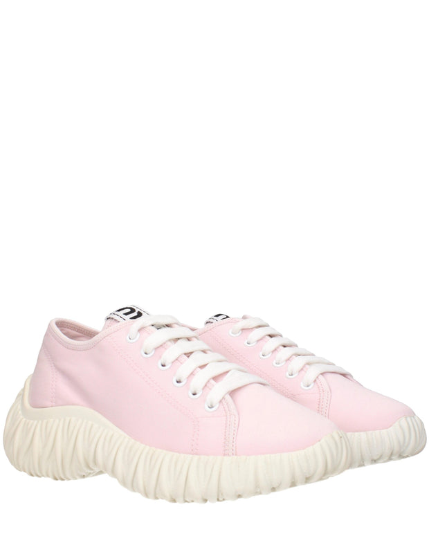 Pink Fabric Low Top Sneakers
