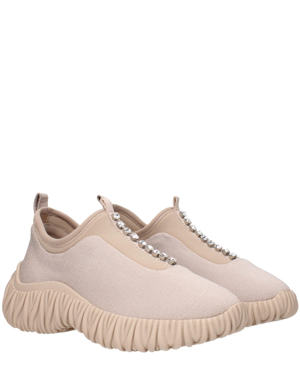 Beige Fabric Sneakers