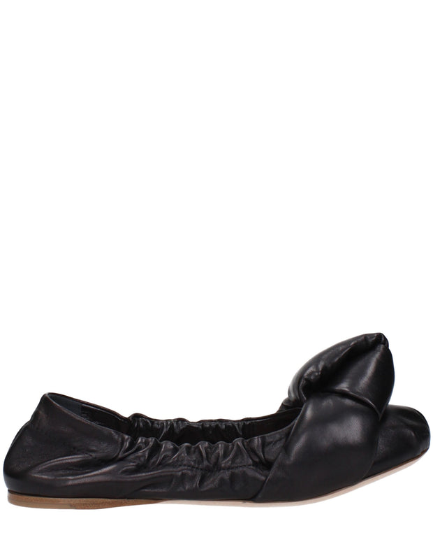 Black Leather Ballet Flats