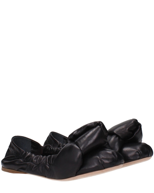 Black Leather Ballet Flats