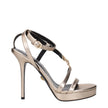 Gold Leather Stiletto Heels Sandals