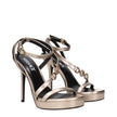 Gold Leather Stiletto Heels Sandals