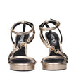 Gold Leather Stiletto Heels Sandals