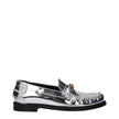 Gray Leather Slip-On Loafers