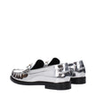 Gray Leather Slip-On Loafers