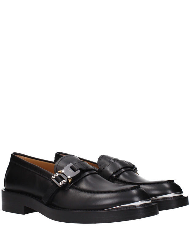 Black Leather Slip-On Loafers