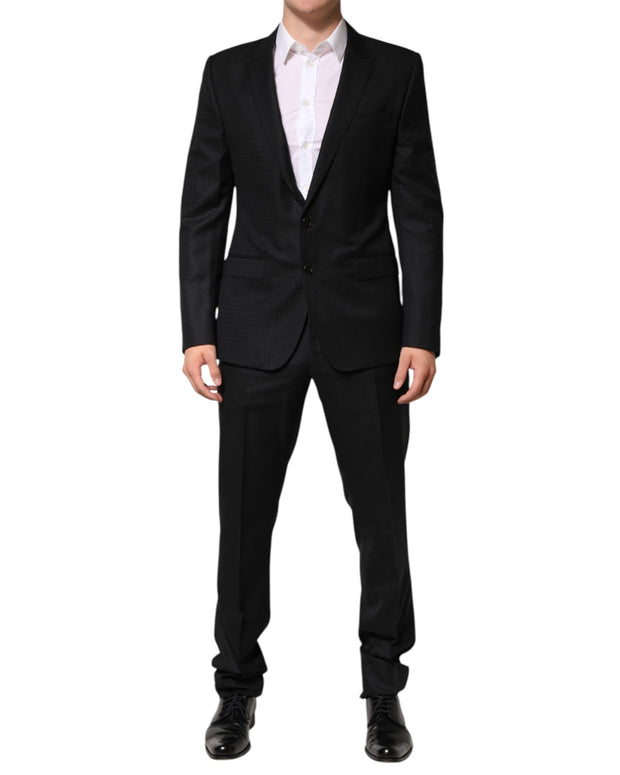 Black Jacquard Single Breasted 2 Piece Suit