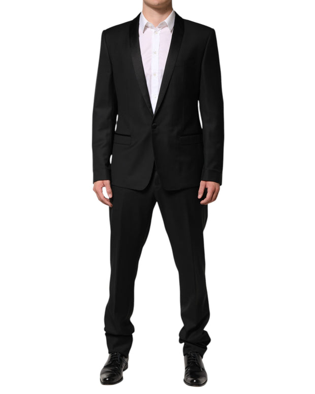 Black Wool Men Single Breasted 2 Piece Suit