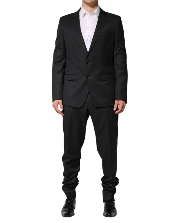 Dark Gray Wool Single Breasted 2 Piece Suit