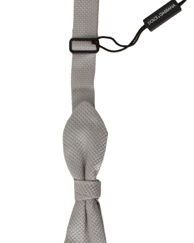 Gray 100% Silk Faille Adjustable Neck Bow Tie Papillon