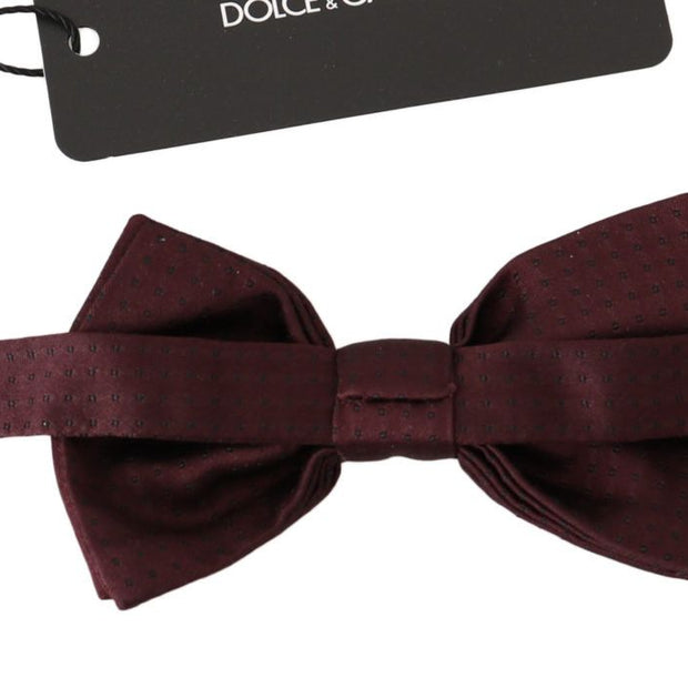 Elegant Maroon Silk Polka Dot Bow Tie