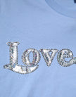 Blue Love Story Sequined Embellished Short Sleeves T-shirt