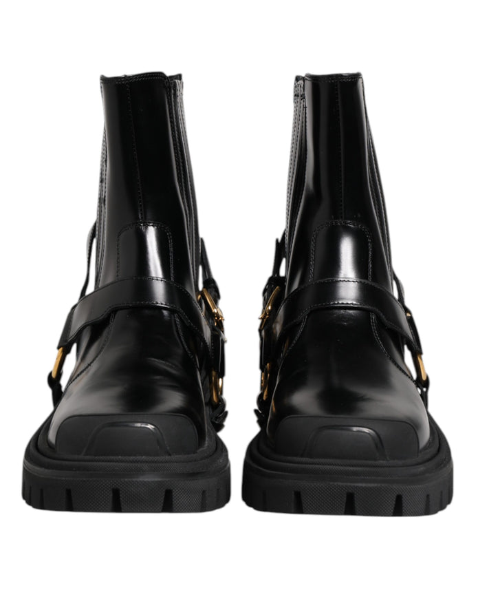 Black Leather Chelsea Men Short Boots Shoes