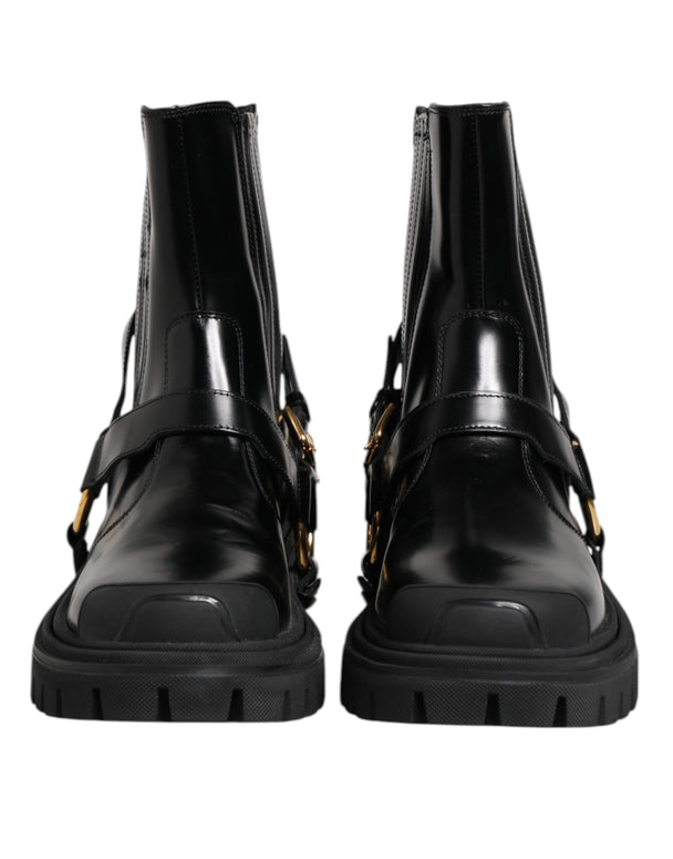 Black Leather Chelsea Men Short Boots Shoes