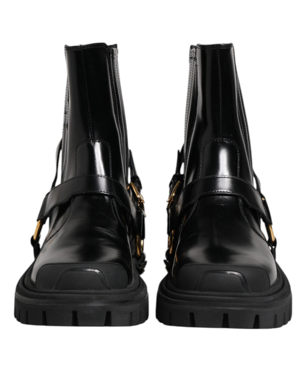 Black Leather Chelsea Men Short Boots Shoes