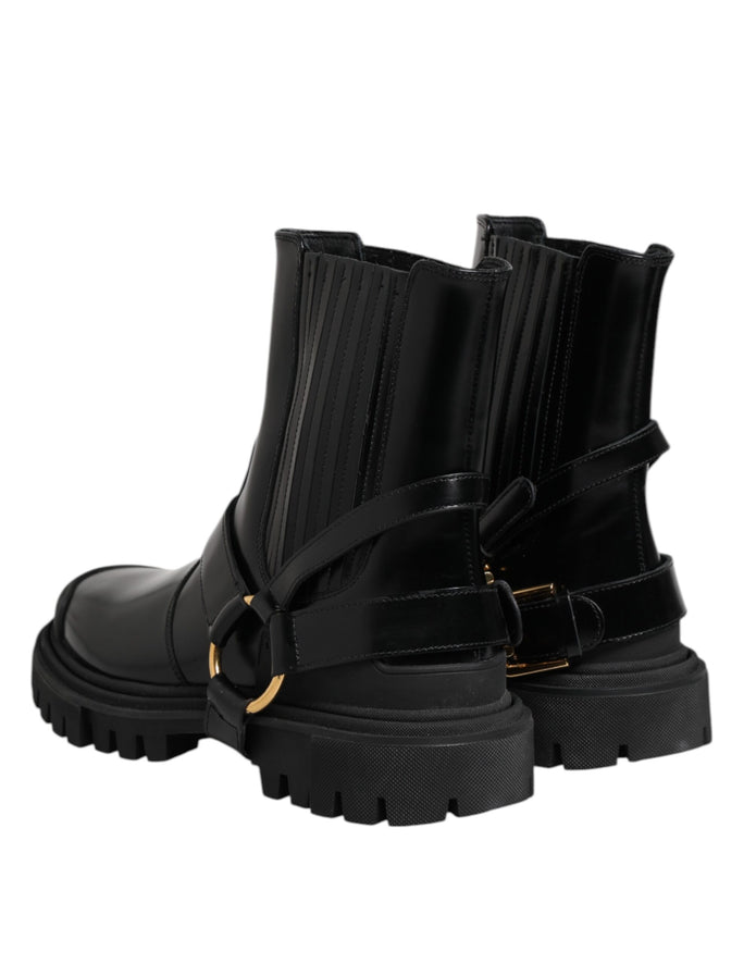 Black Leather Chelsea Men Short Boots Shoes