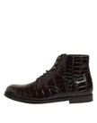 Dark Brown Leather Lace Up Short Boots Shoes