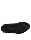 Black Leather Lace Up Mid Calf Boots Shoes