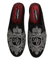 Black Velvet Slides DG Crown Slipper Shoes