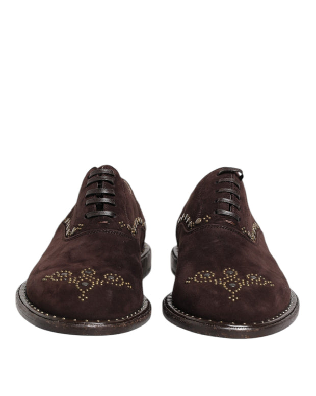 Brown Velvet Lace Up Oxford Dress Shoes