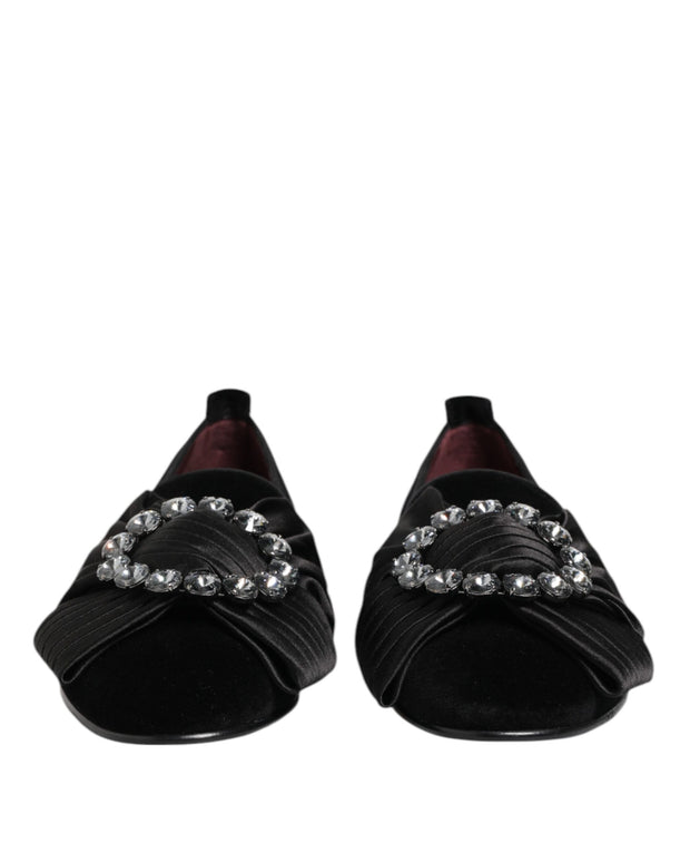 Black VATICANO Crystal Ribbon Slip On Shoes